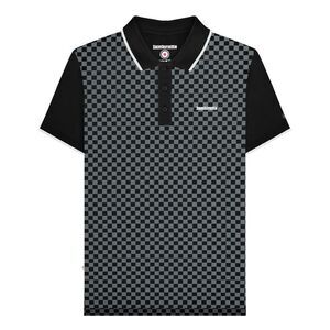 Lambretta Mens Two Tone All-Over Print Polo Shirt / Black